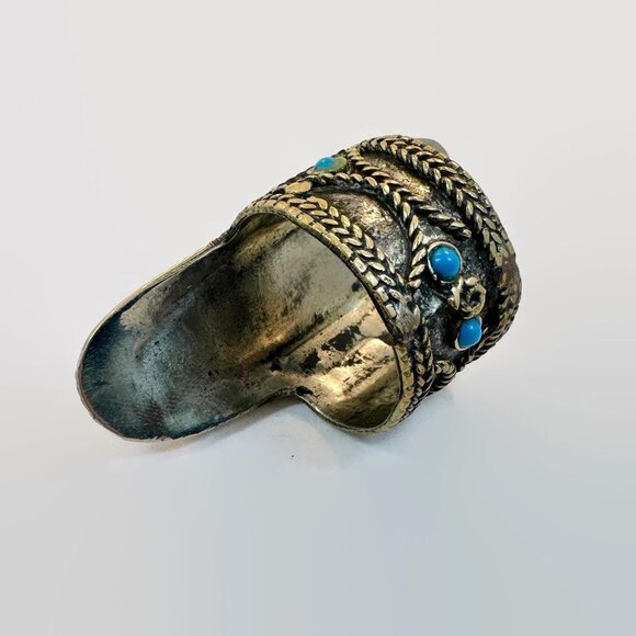 Afghan Ring, Kuchi, Red Stone, Vintage, Size 10 1/2, Red Jasper, Long, Ethnic - Picture 2 of 2